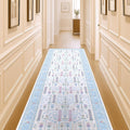 Cream Blue Oushak Runner Rug - Short Hallway Runner 2ft 5inx6ft5