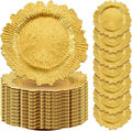 50 Pcs Gold Floral Charger Plates - Elegant Wedding Decor