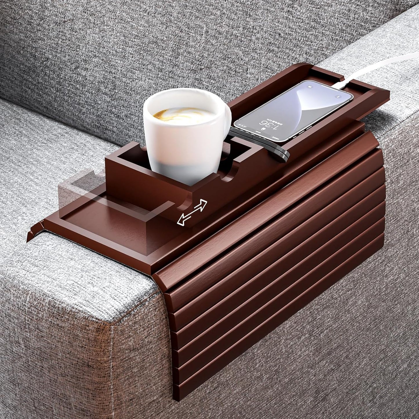 Bamboo Couch Armrest Table - Perfect Sofa Organizer Solution