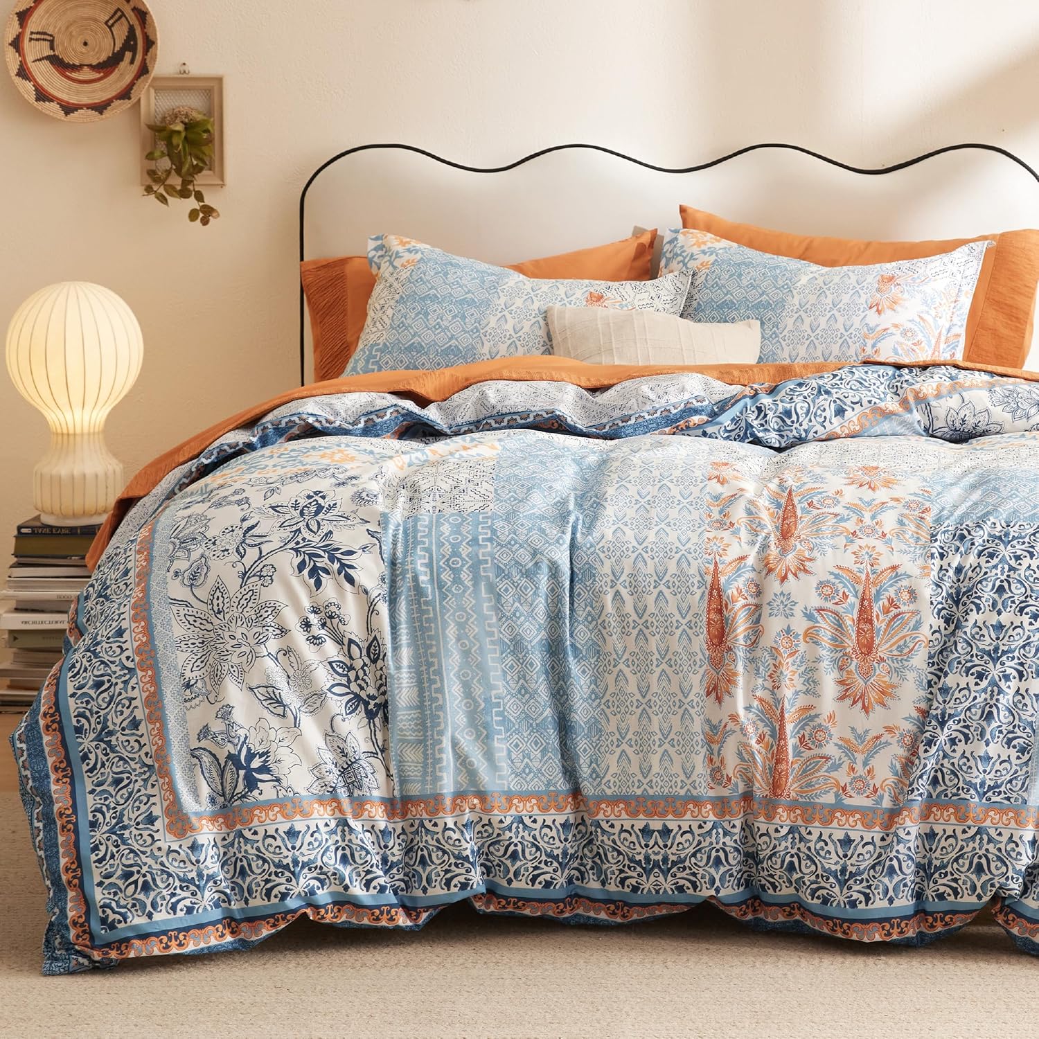 Bedsure King Size Duvet Cover Set - 100% Cotton Floral Design