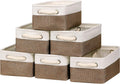Collapsible Fabric Storage Baskets 6 Pack - Compact Canvas Organizers