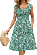 Summer and Fall Ruched Midi Dress for Women with Convenient Pockets