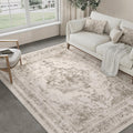 Area Rug 5x7 Washable Taupe Rug Vintage Boho Medallion - Soft Low Pile