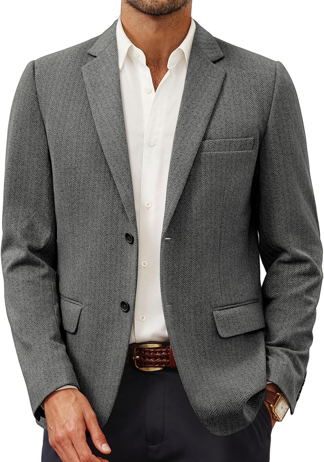 Lightweight Herringbone Blazer Jacket for Men by PJ Paul Jones
