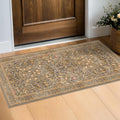 Brown Washable 2x4 Entry Rug - Vintage Floral Non-Slip Small Rug