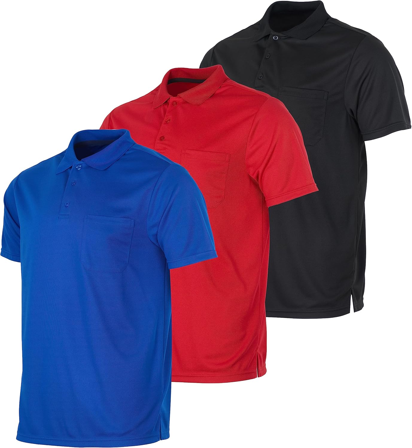 Real Essentials 3 Pack Mens Short Sleeve Polo Shirt with Pocket