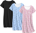 Ekouaer Cotton Nightgowns for Women 3 Pack - Soft Cotton Sleepshirts