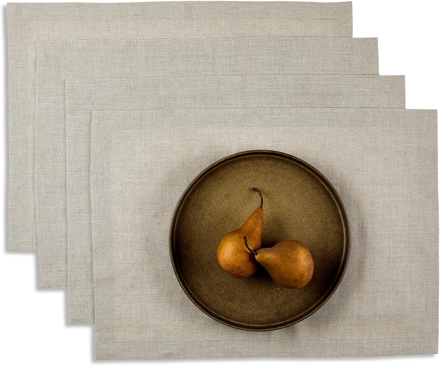 Natural Linen Placemats Set of 4 for Thanksgiving and Holidays