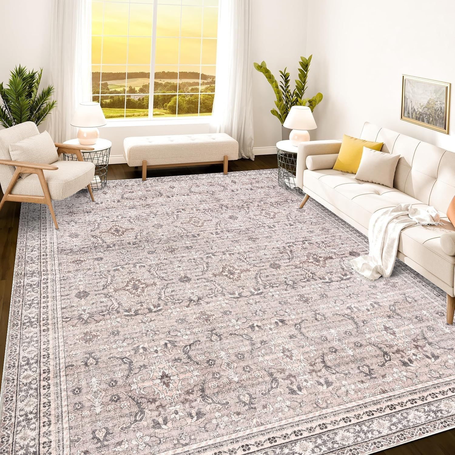 Istana 8x10 Area Rugs - Stain Resistant Boho Design for Living Room