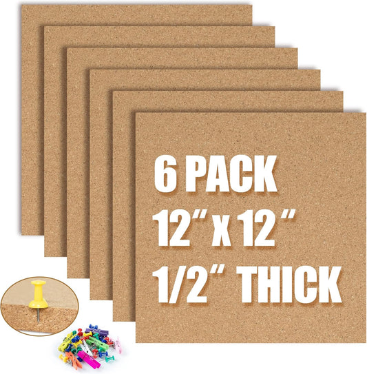 AKTOP Cork Board Tiles 12x12 for Home Office Organization