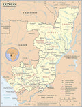 Palmetto Posters 24x31 Laminated Poster of Congo - Detailed Map