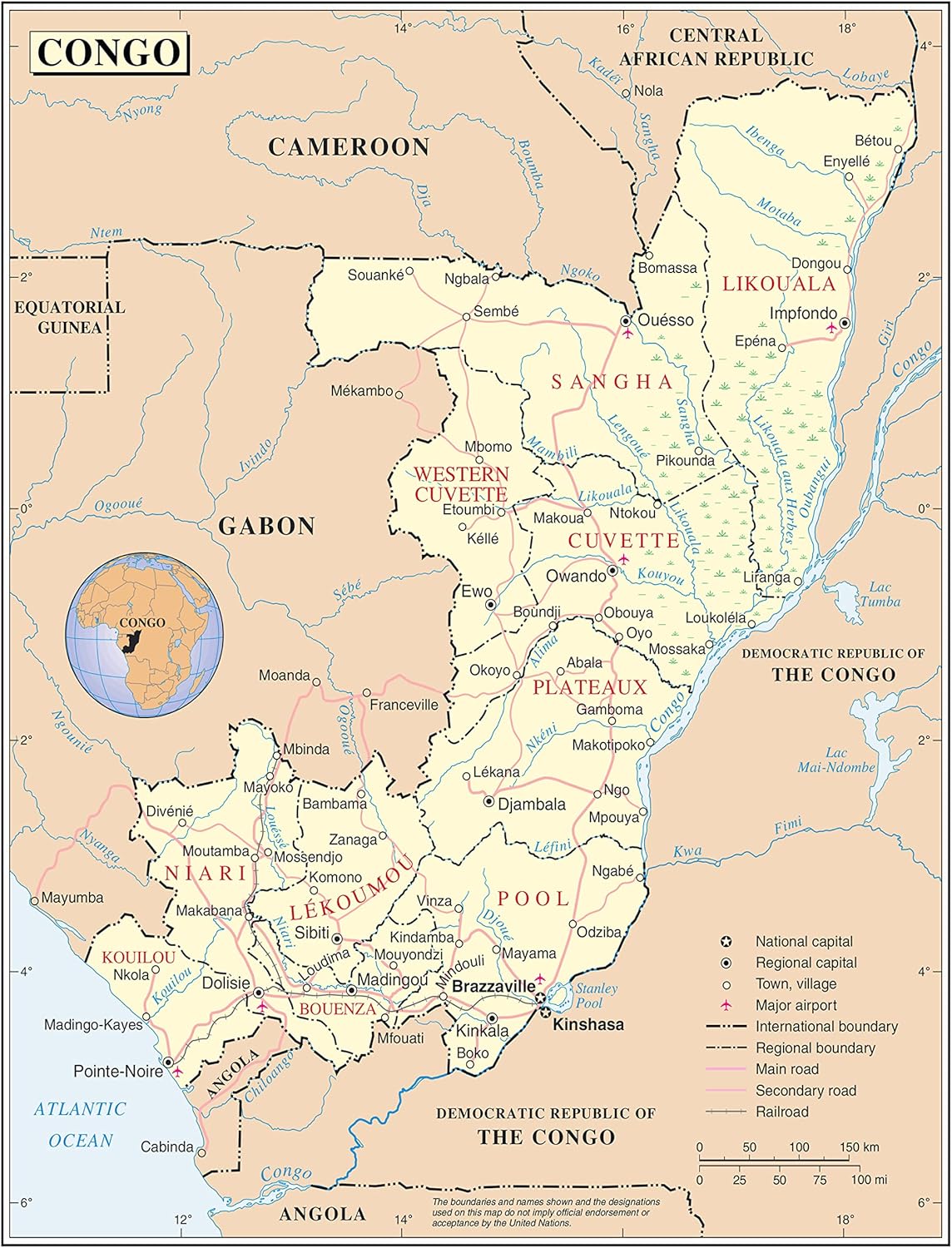 Large Detailed Congo Map: Political & Administrative