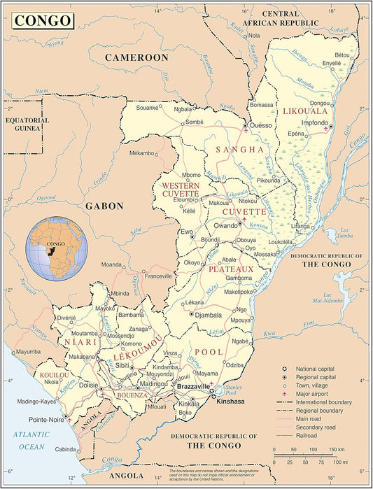 Large Detailed Congo Map: Political & Administrative