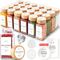 Glass Spice Jars with Bamboo Lids (24 Pack) - Organized Pantry