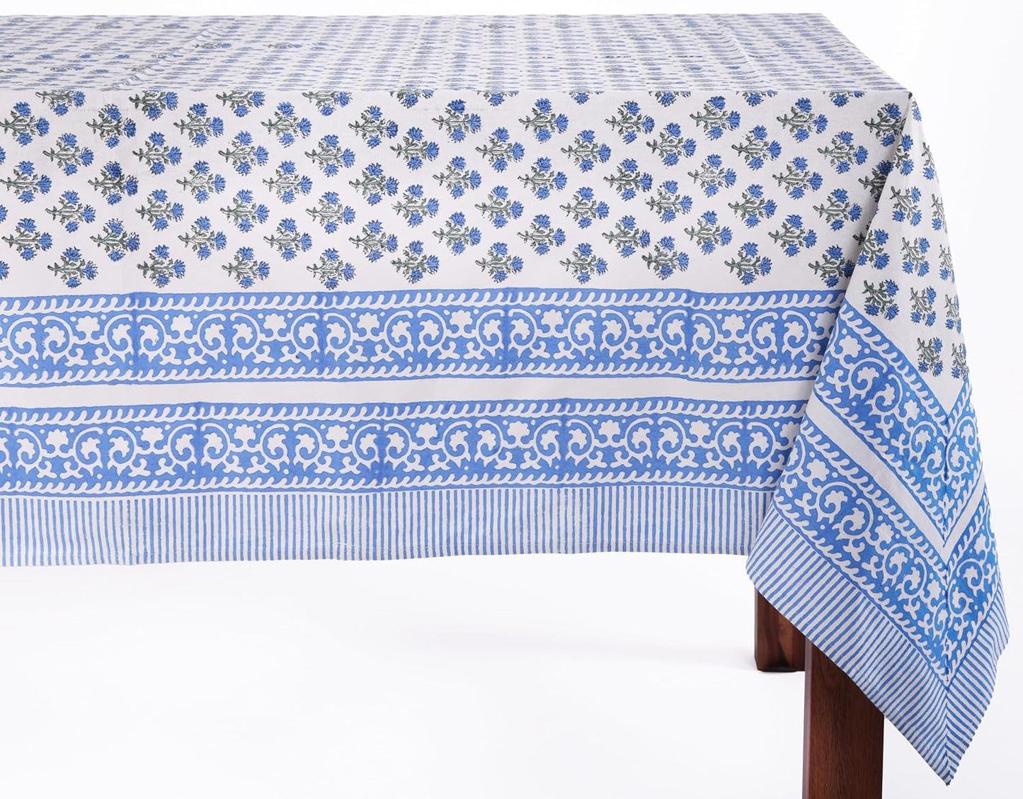 Gulbahar Blue Cotton Tablecloth for Elegant Dining Occasions
