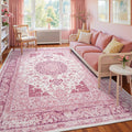Bright Pink Area Rug for Living Room - Machine Washable 8x10