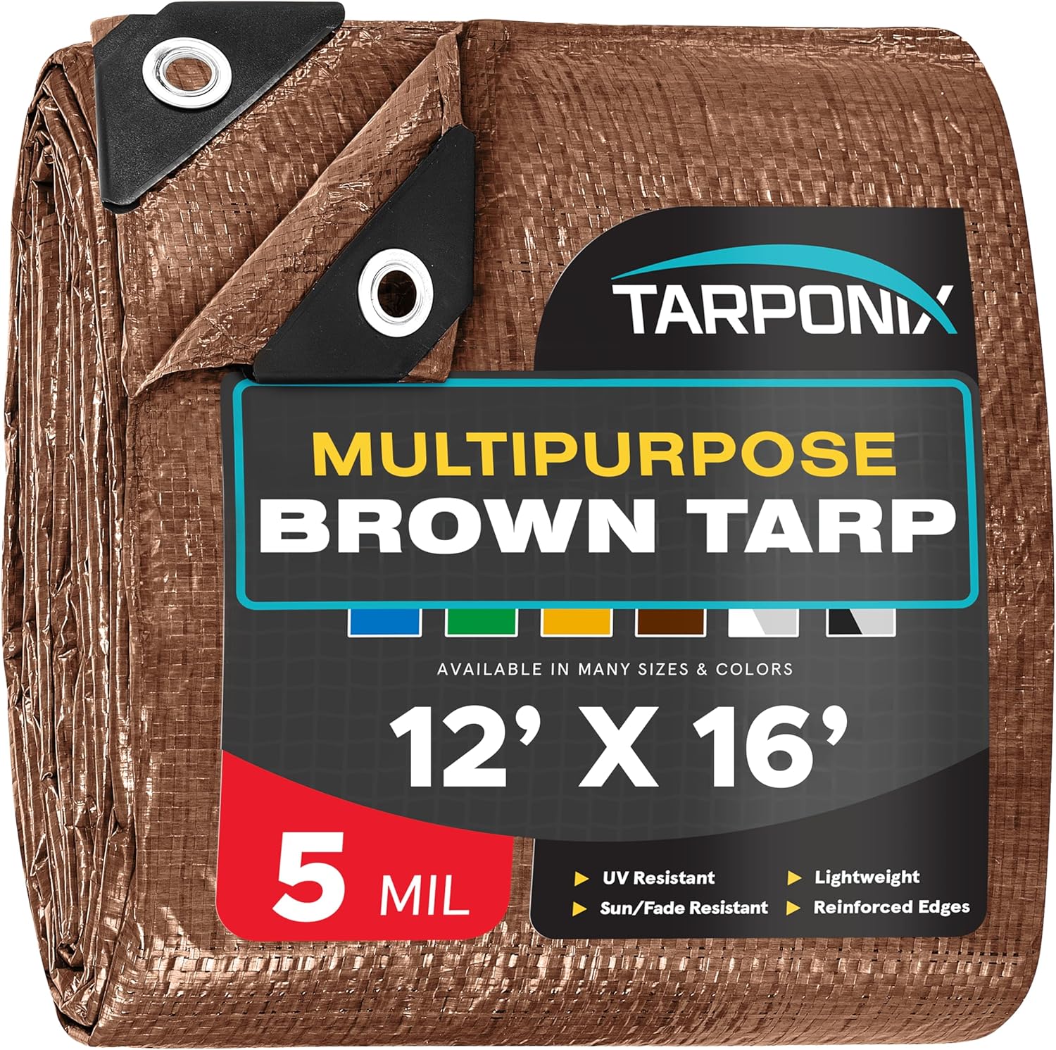 Brown Poly Tarp 12 x 16 Lightweight Waterproof Cover for All Uses