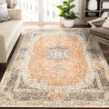 5x7 Area Rugs Washable Boho Rug for Living Room - Retro Floral 5x7