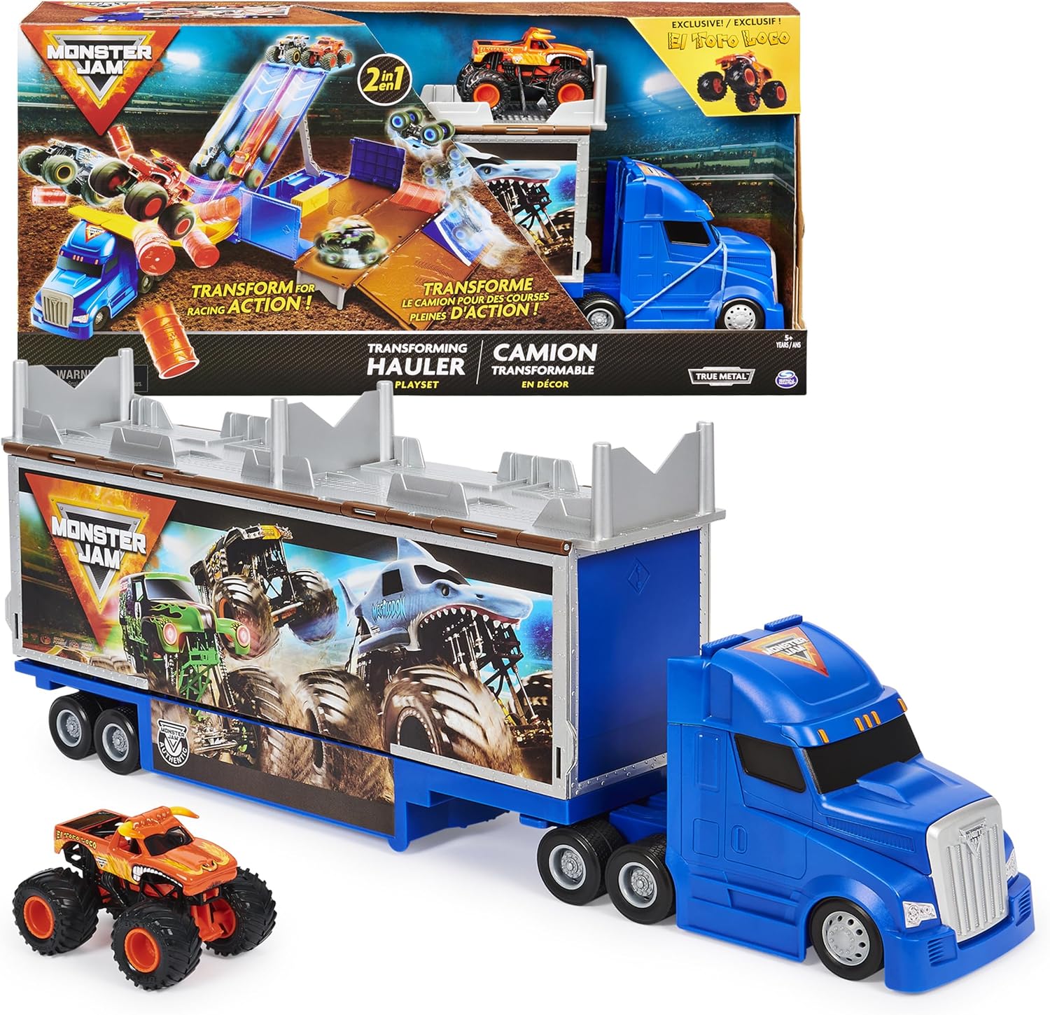 Monster Jam Transforming Hauler Playset with El Toro Loco Truck