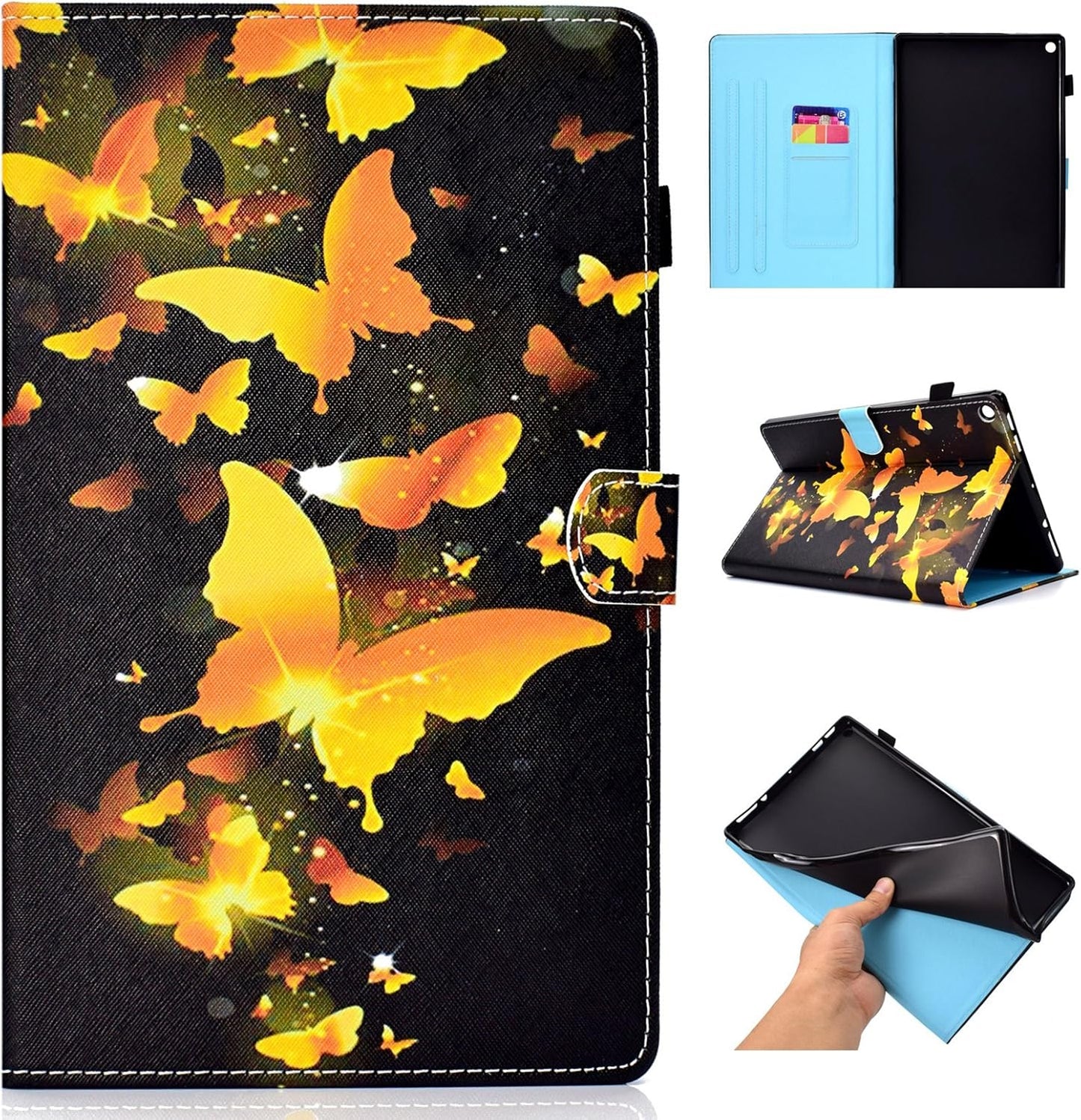 10.1 in Kindle Fire HD 10 Tablet Case with Pencil Holder and Slots