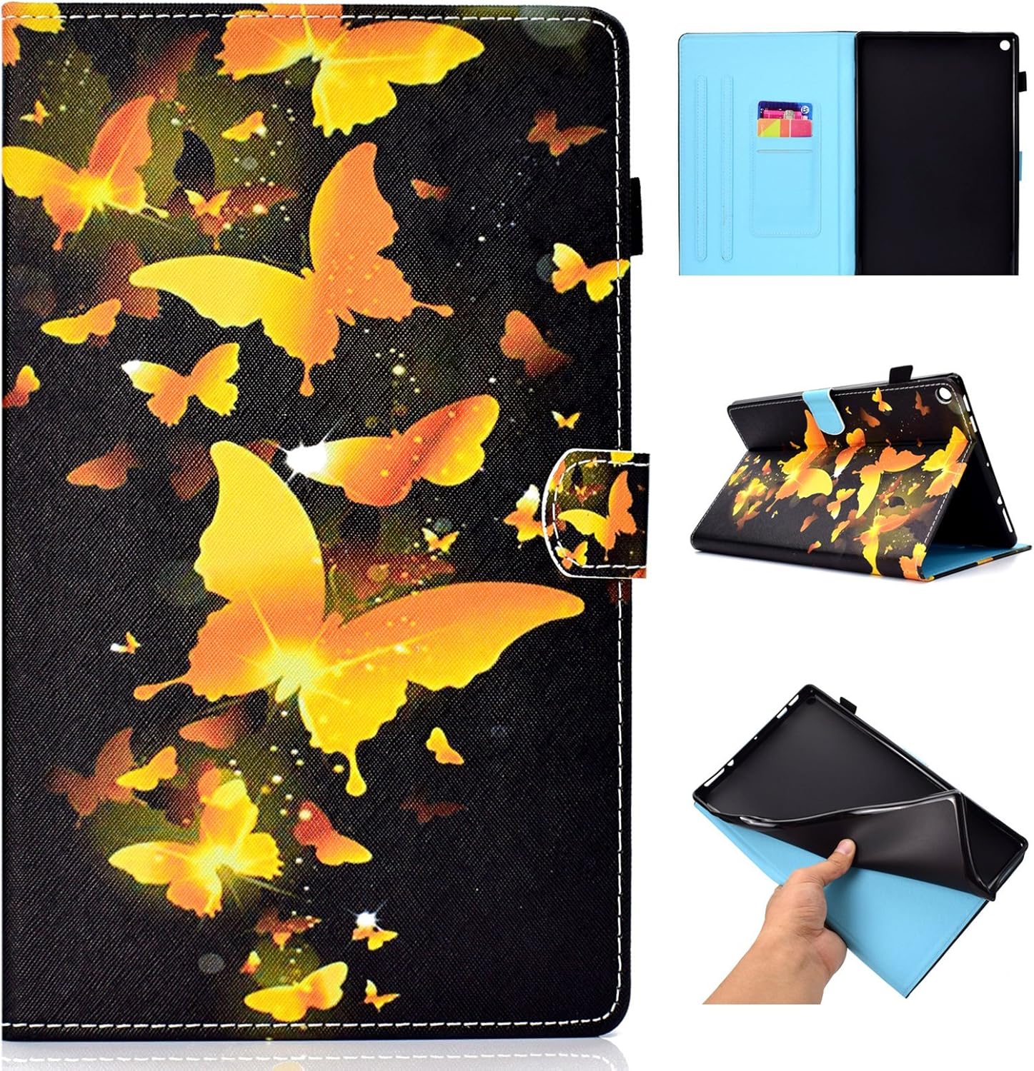 10.1 in Kindle Fire HD 10 Tablet Case with Pencil Holder and Slots