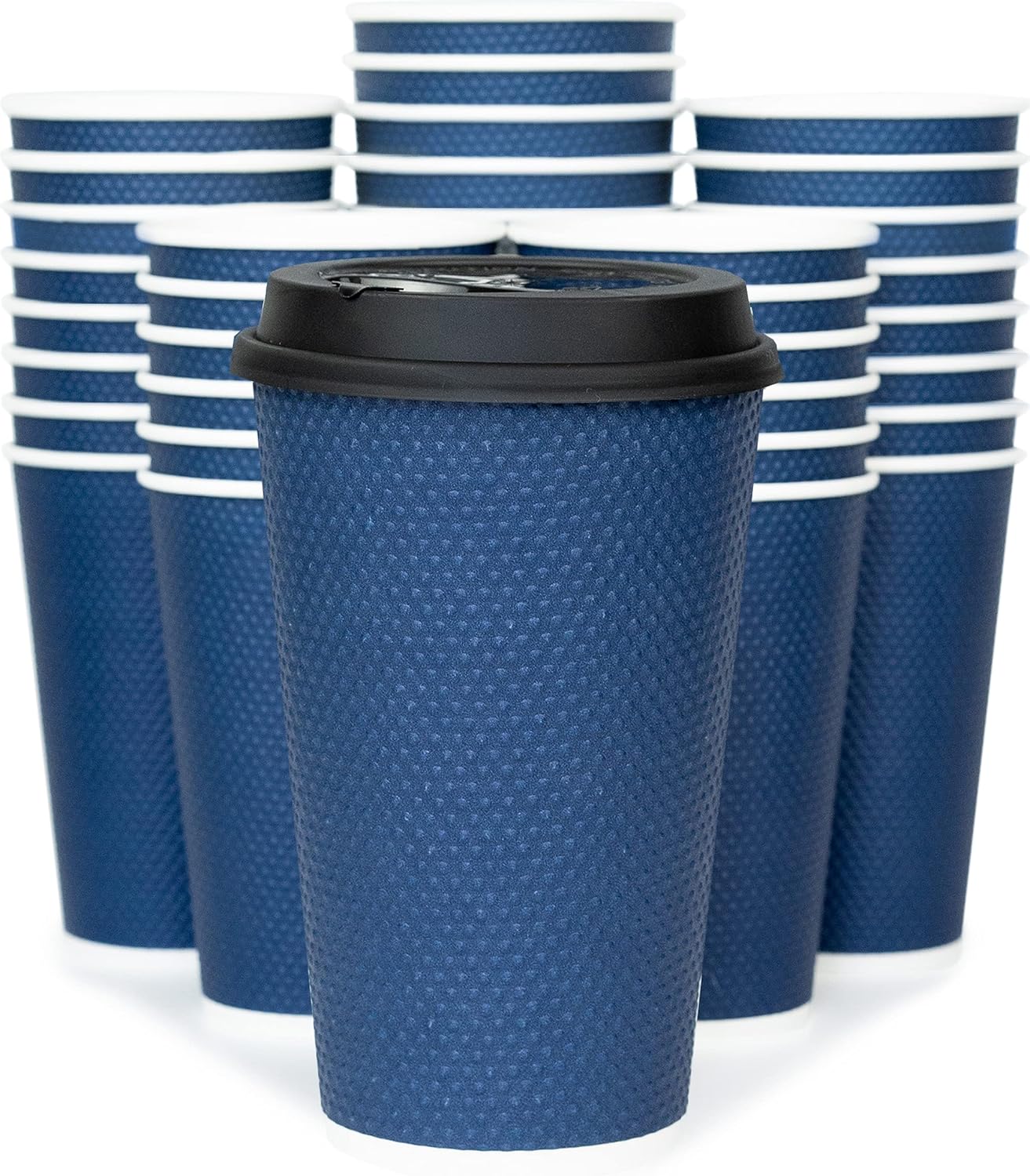 Insulated 16 oz To-Go Coffee Cups - 60 Sets, Stay Hot or Cold, No Sleeves Needed