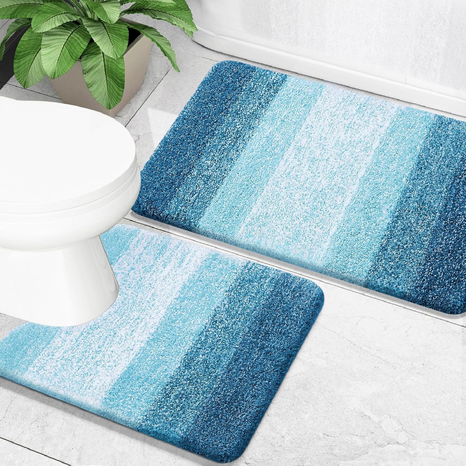 OLANLY Bathroom Rug Set - Soft Absorbent Microfiber Mats