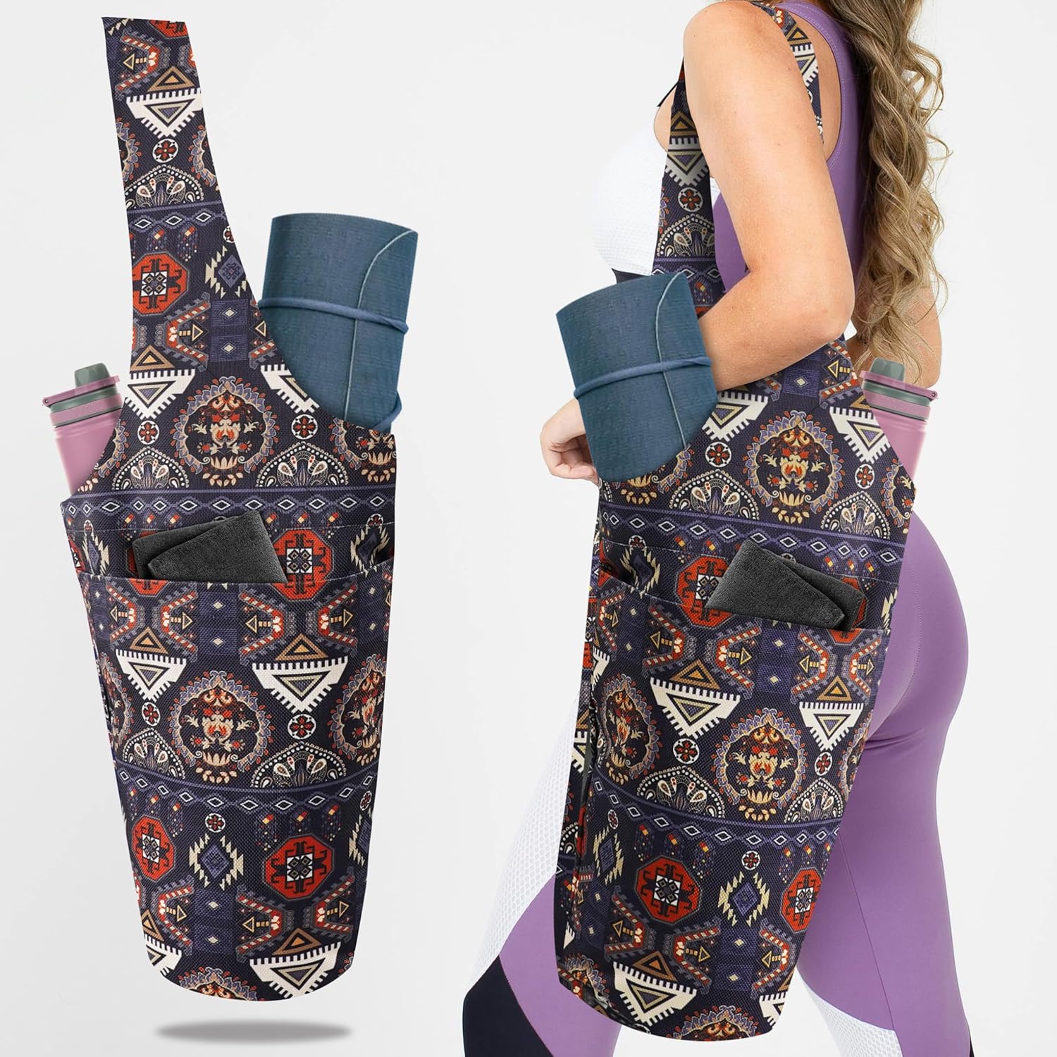 Spacious Yoga Mat Tote Bag with Pockets