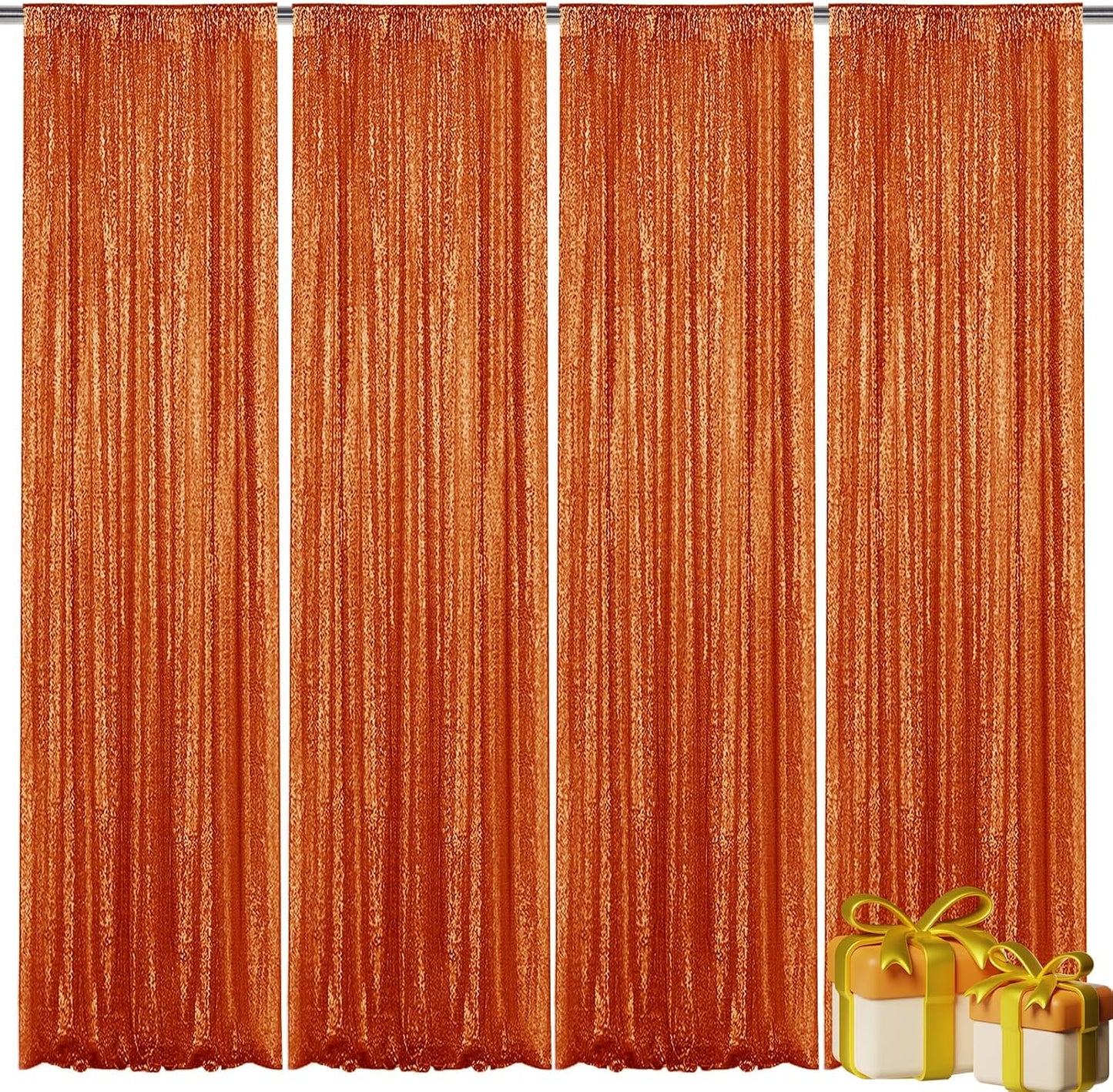 Orange Sequin Backdrop Curtain for Party Wedding Birthday Events