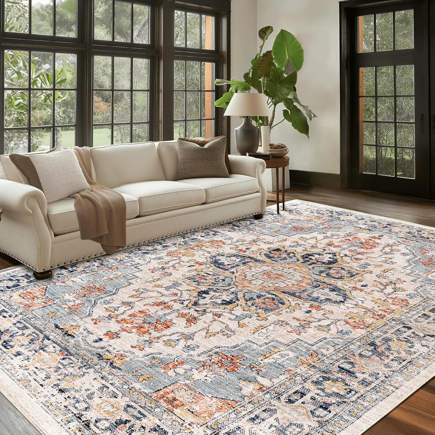 Soft Boho Vintage 6x9 Area Rugs for Living Room - Machine Washable