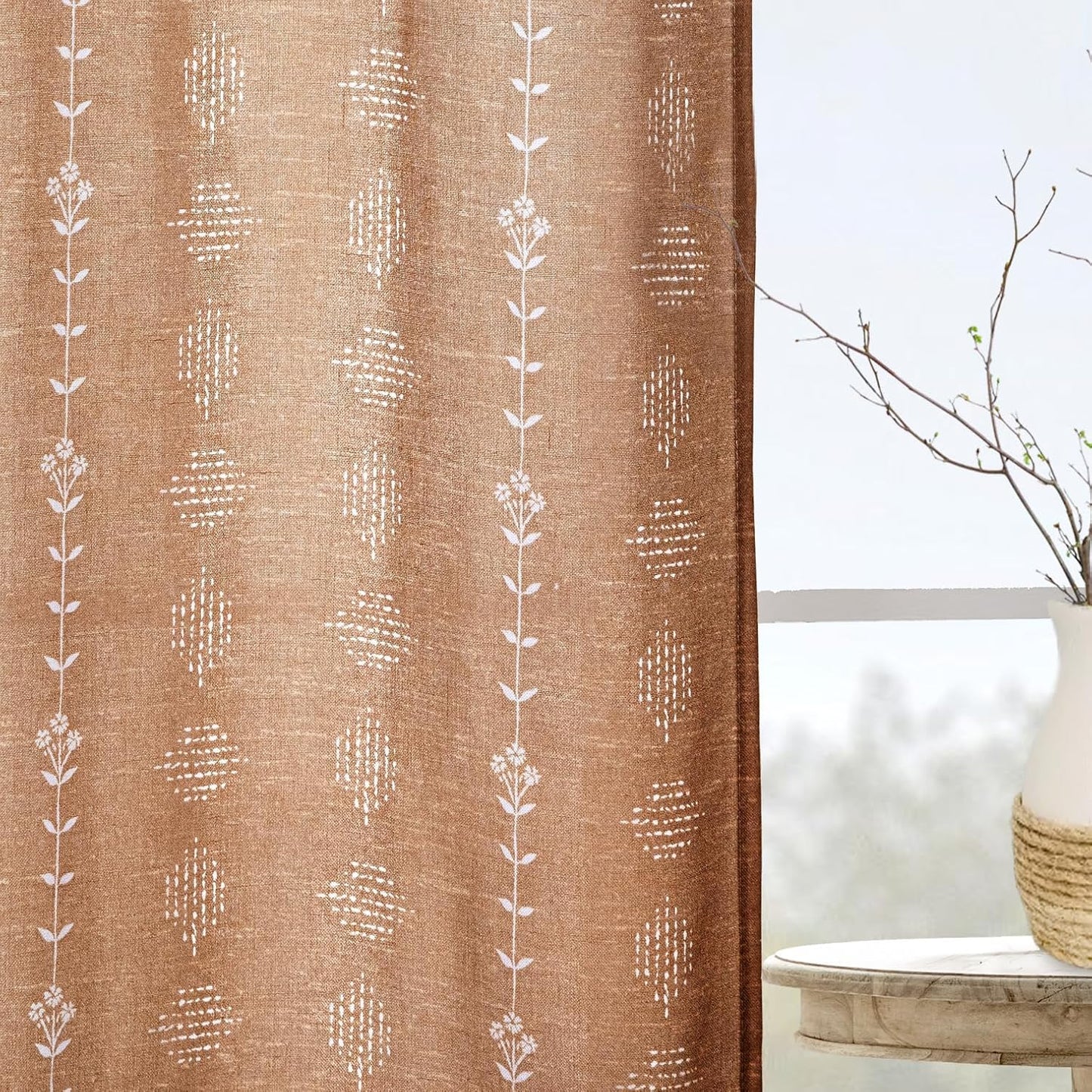 60 Inch Sheer Boho Floral Curtains for Elegant Home Decor