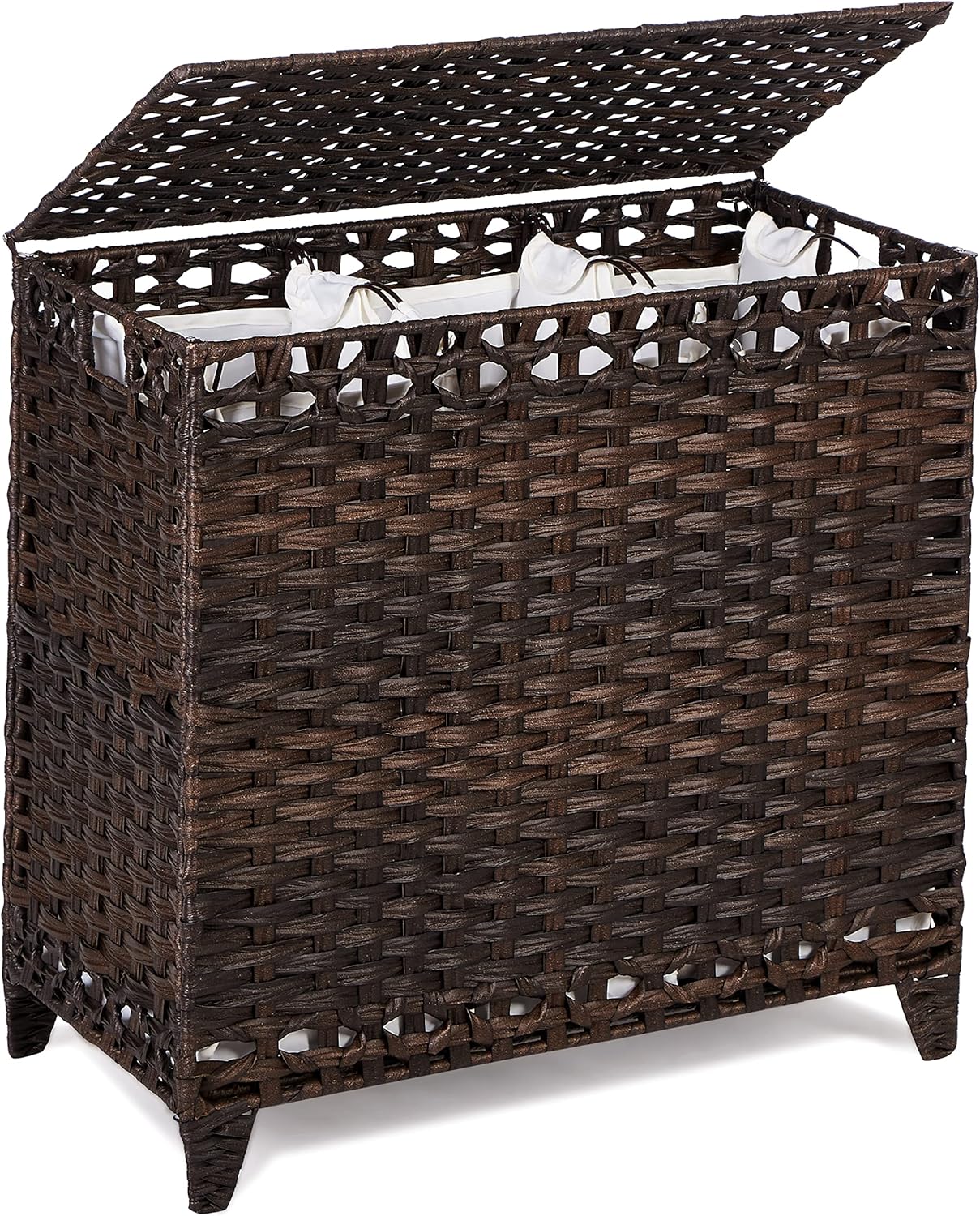 Laundry Hamper with 3 Removable Liner Bags for Easy Sorting