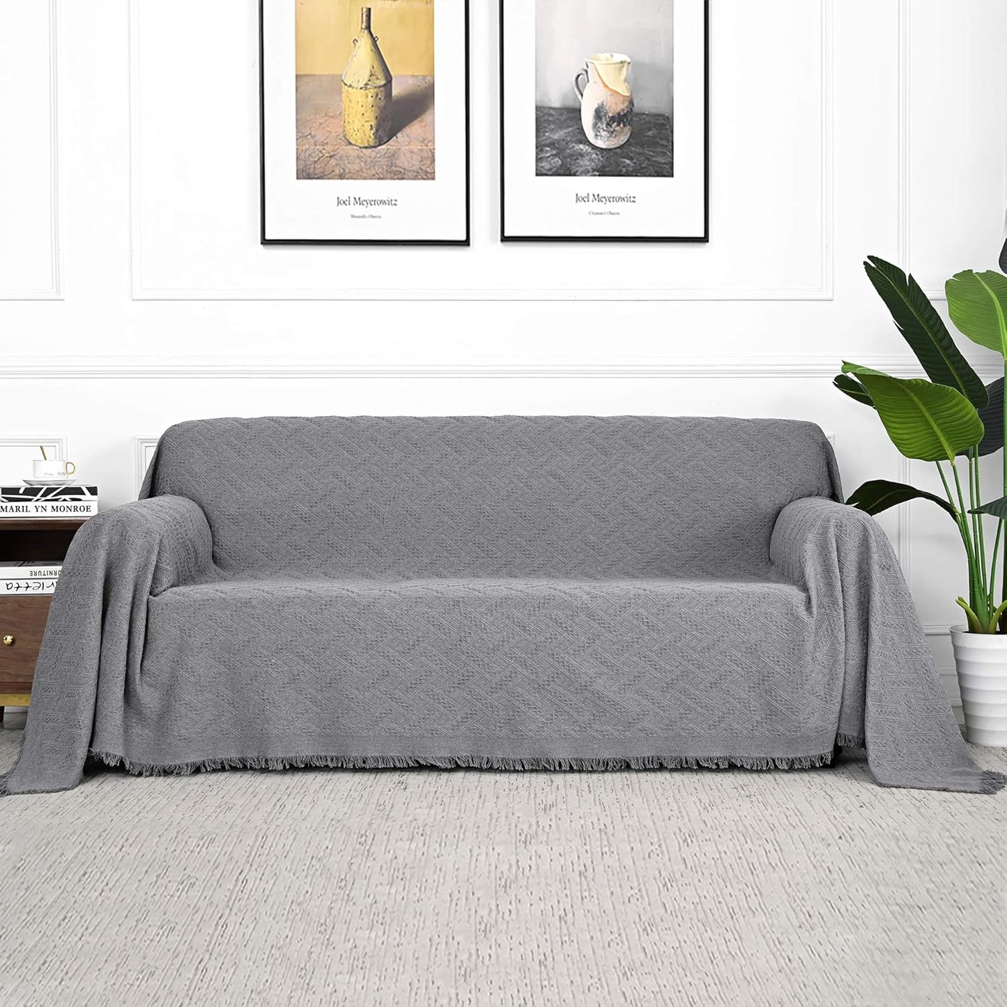 MYSKY HOME Couch Cover for 3 Cushion Sofa Protector in Grey