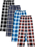 Boys Plaid Pajama Pants with Pockets - Soft Elastic Waist Cooraby