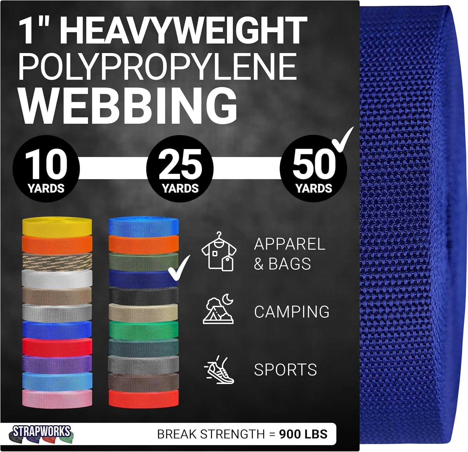 Heavyweight Polypropylene Webbing for Outdoor DIY Gear Repair