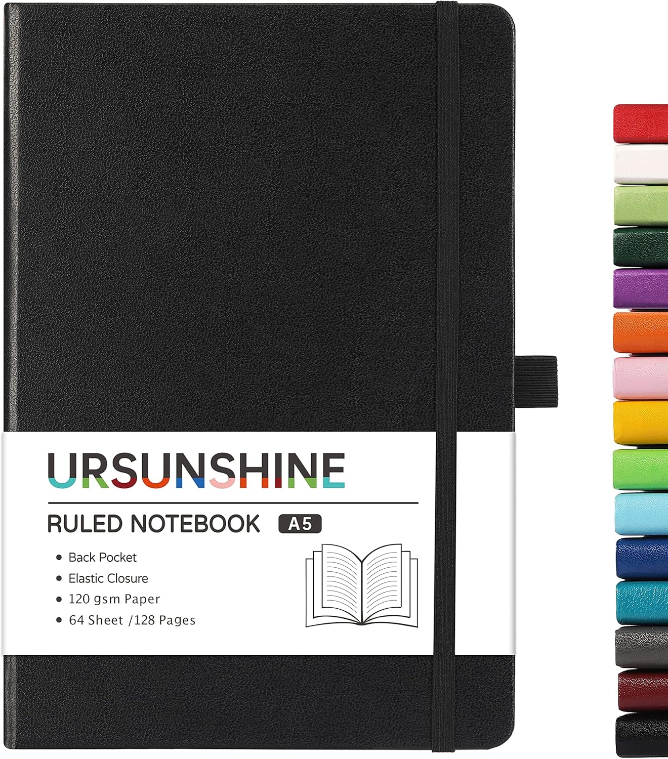 URSUNSHINE Ruled Journal - Thick Paper, Hardcover, Black - Organize in Style