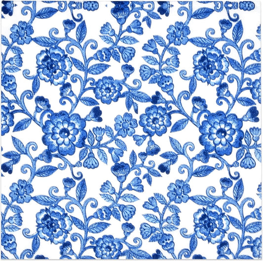100 Blue Floral Cocktail Napkins - Spring Festive Tableware