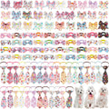Dog Bow Tie Collar Set with 100 Pieces - Adjustable Pet Neckties