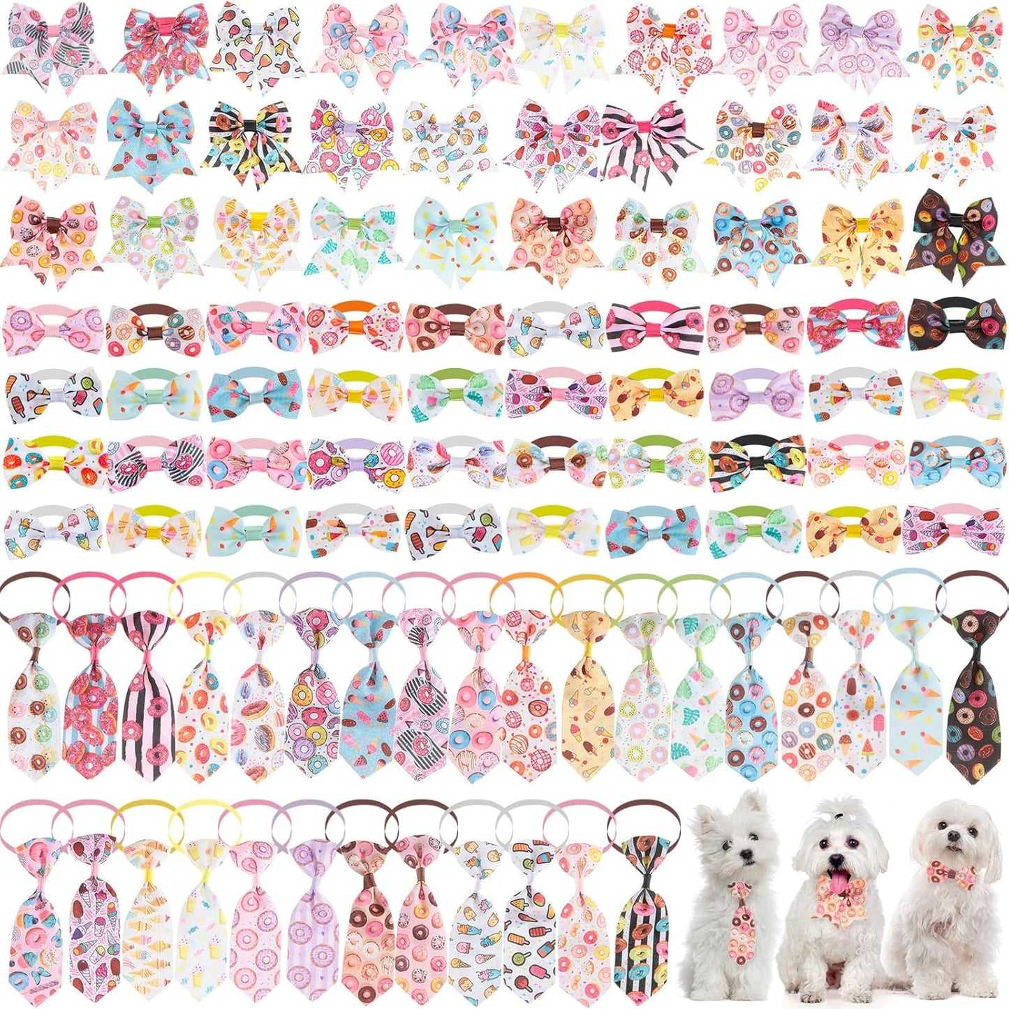 Reginary 100 Pieces Dog Bow Tie Collar Set for Charming Pets