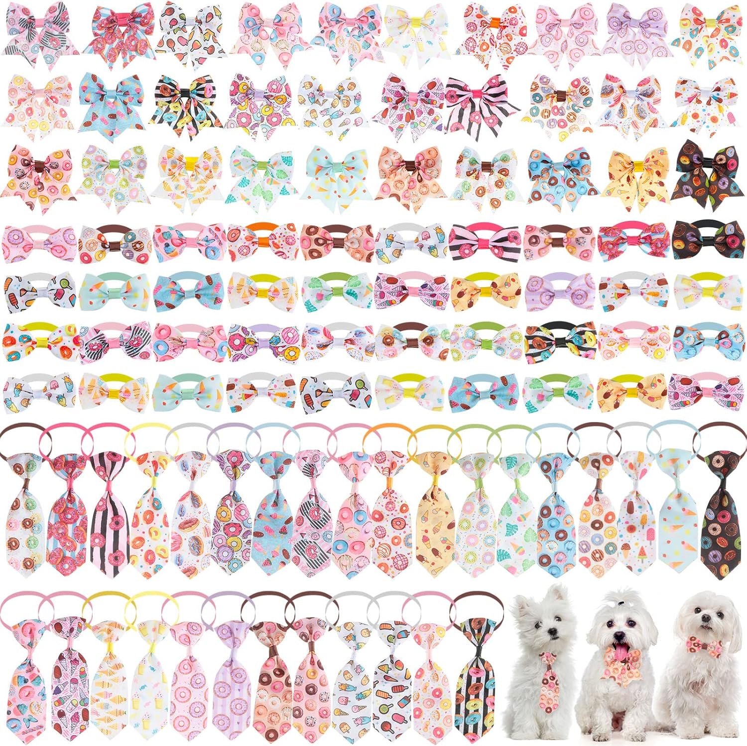 Reginary 100 Pieces Dog Bow Tie Collar Set for Charming Pets
