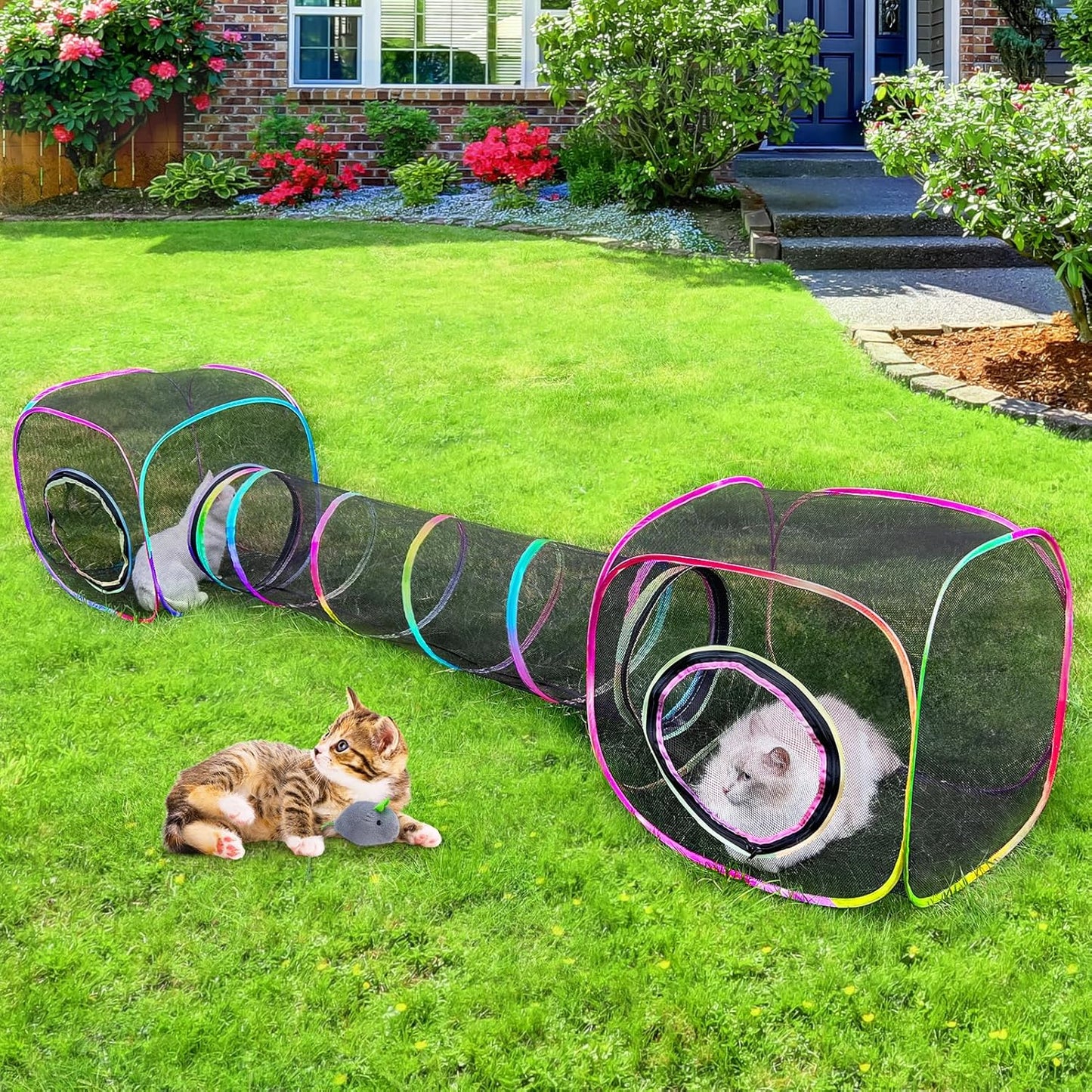 Portable Outdoor Cat Tunnel with Mouse Toys - Indoor Cats' Ultimate Playground