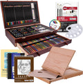 U.S. Art Supply 163-Piece Mega Wood Box Artist Kit with Easel
