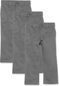 Boys Straight-Fit Flat-Front Chino Khaki Pants - Durable School