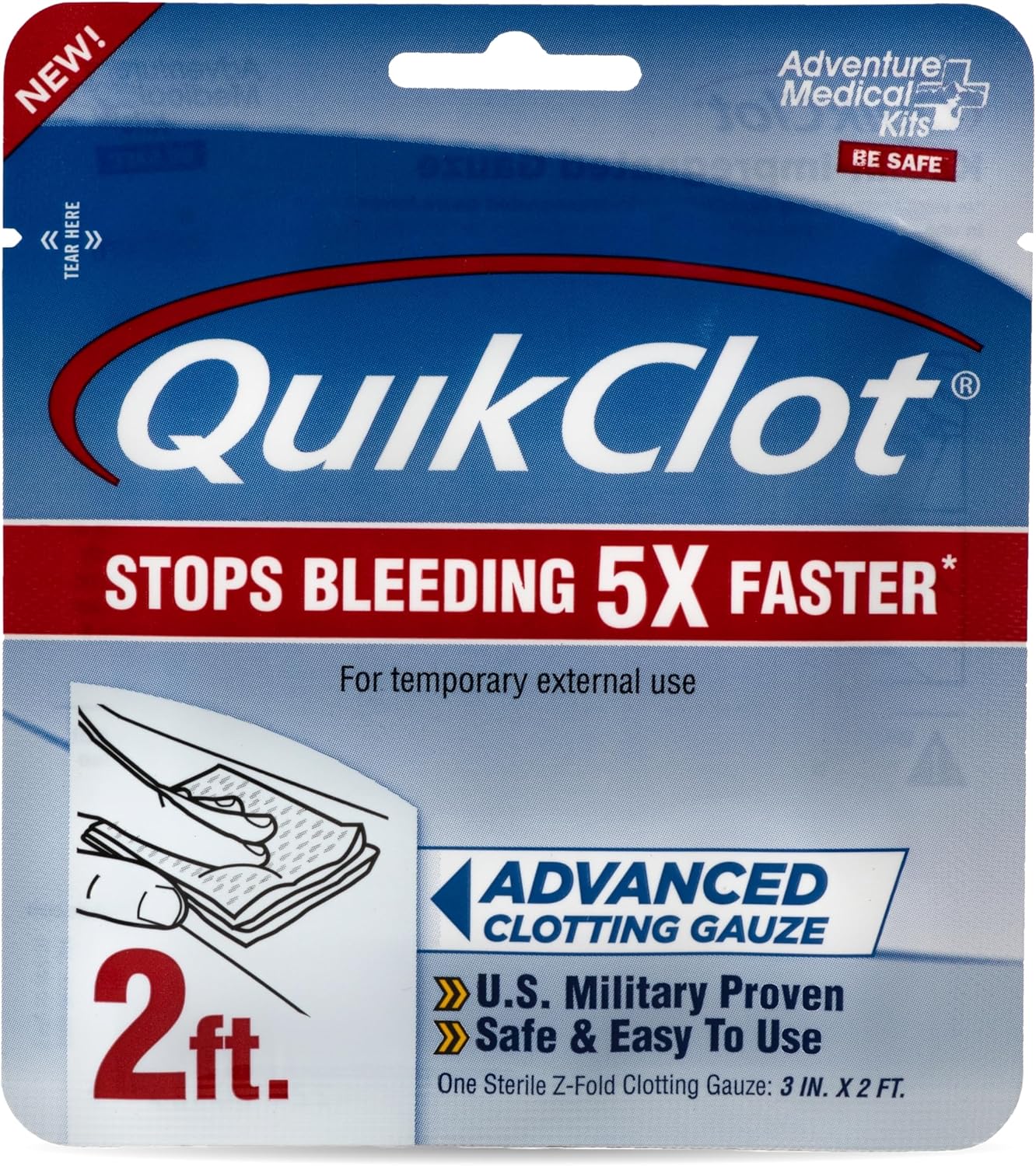 QuikClot Flexible Hemostatic Gauze - Stops Bleeding Fast - Essential for Survival Kits!