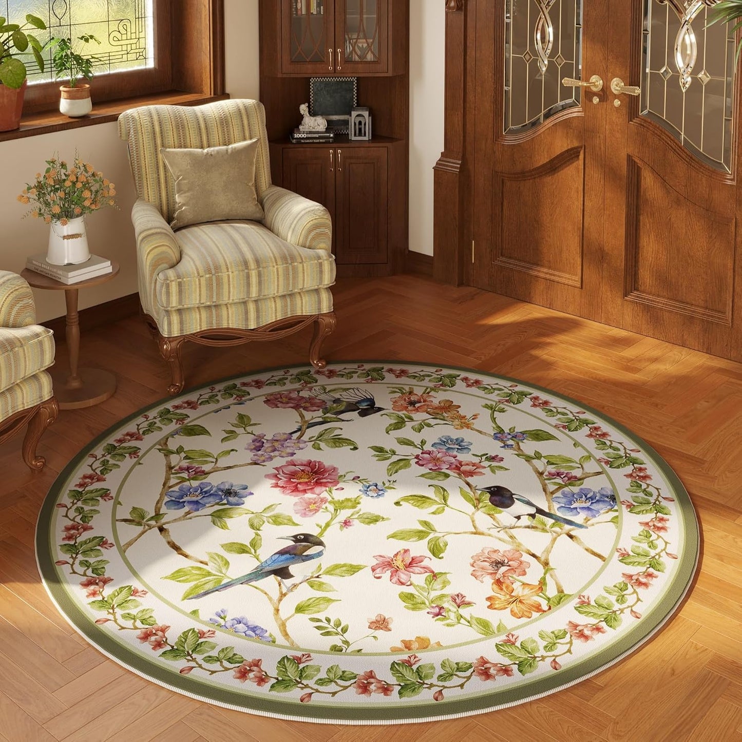 Round Washable Circle Rug for Bedroom, Bathroom, and Office