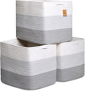 Kallax Storage Cube Bins 13x15x13, 3 Pack - Sturdy Cotton Rope Inserts