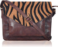 Leather Flapover Crossbody Handbag for Women - Genuine Leather Compact