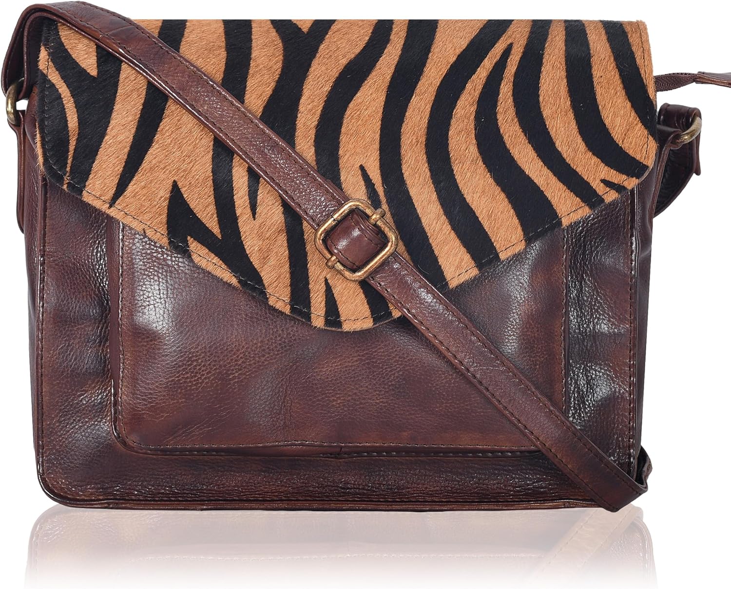 Leather Flapover Crossbody Handbag Purse for Women with Style