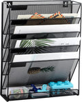 Desk File Organizer 5-Tier Mesh Wall Mount - Space Saving Desk Rack