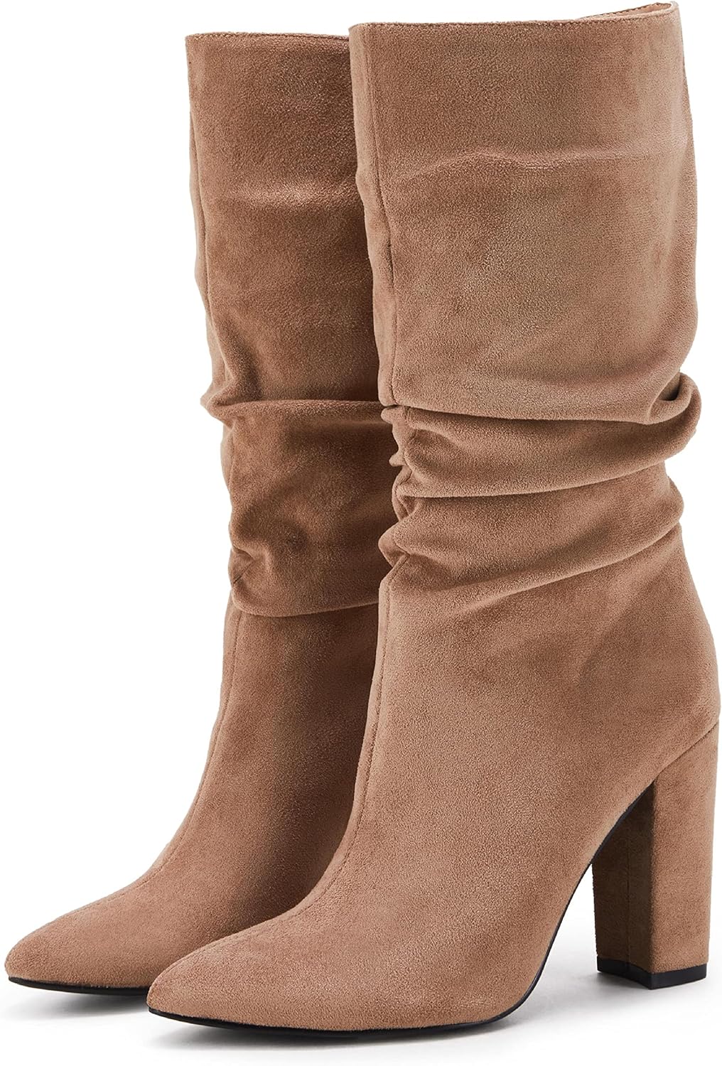 Syktkmx Womens Winter Slouchy High Heel Boots for Style